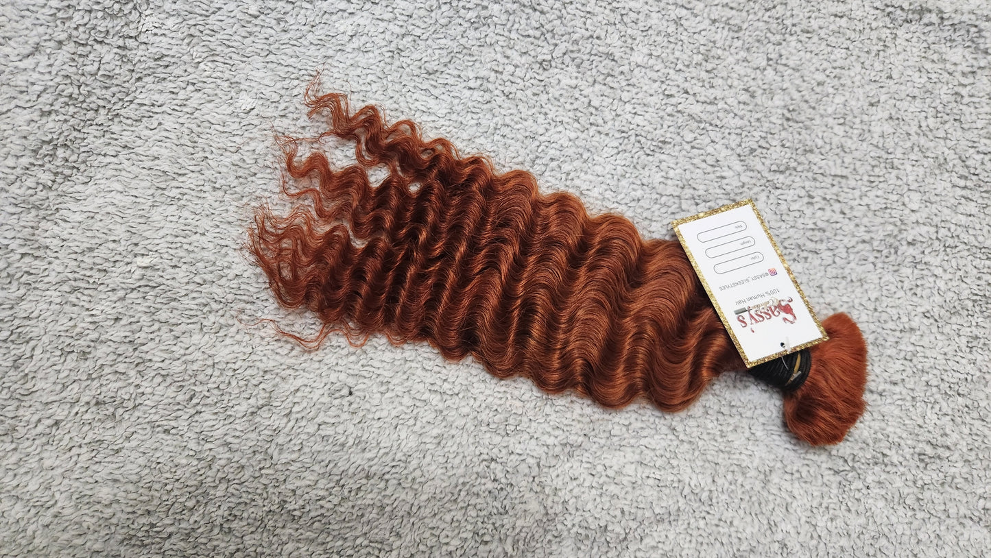 18" Coloured deep wave human hair bulk